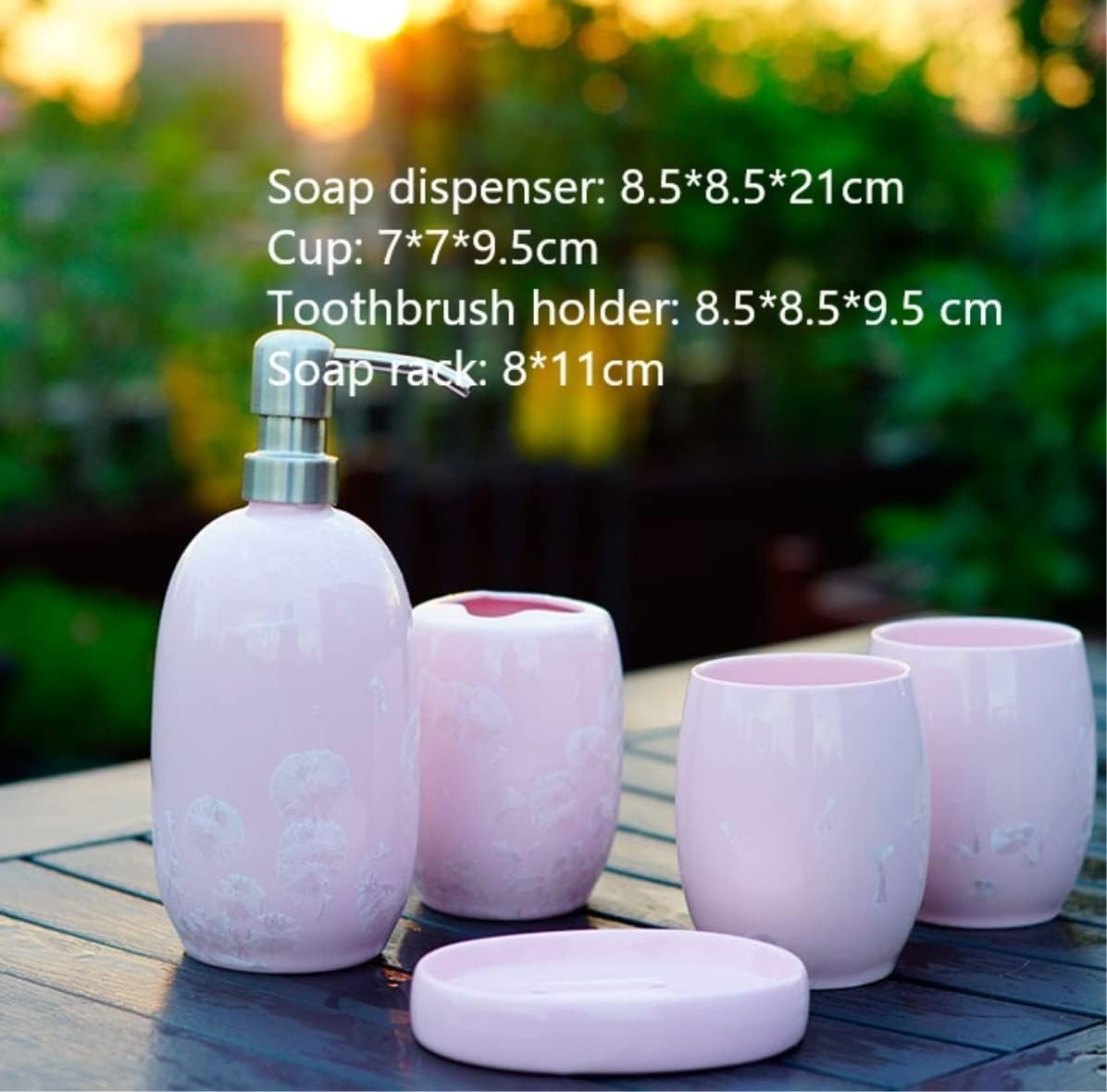 Vanity Bathroom Decor, Bathroom Accessory Sets Ceramic Simple Wash Five-Piece Jade Ice Porcelain 5 Bathroom Set Solid Color Housewarming Gift(Green)