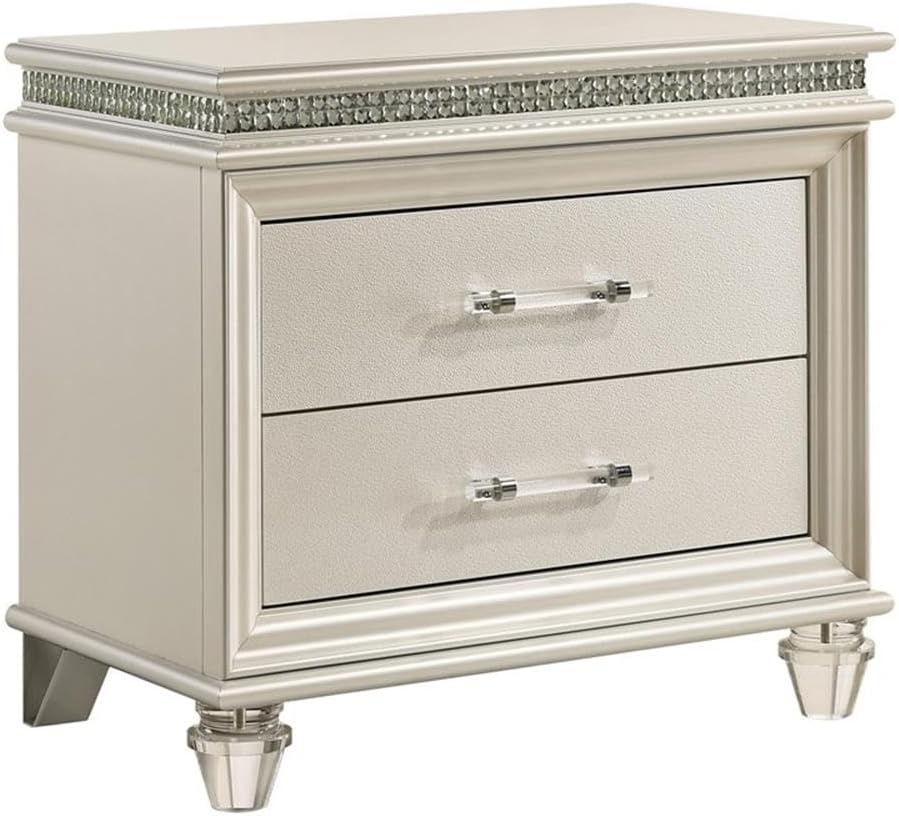 Furniture of America FOA Plumley 3-Piece White Wood Bedroom Set - Cal King + 2 Nightstands
