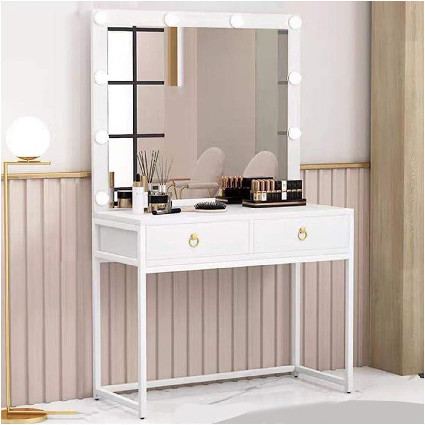 Makeup Desk，Modern Makeup Vanity Table，Set Cosmetics Dresser，Vanity Table with Mirror，Suitable for Bedrooms and Dressing Rooms.(White,80cm/31.5in)