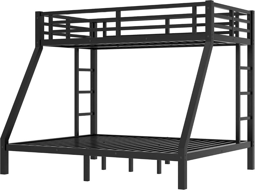 Bellemave Bunk Bed Twin XL Over Queen, Heavy Duty Metal bunk Bed Frame for Adults, Twin XL Queen Bunk Beds, Black