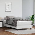 Twin XL Faux Leather Bed Frame with White Finish, Modern Plywood and Engineered Wood Construction for Stable Support and Easy-Clean Upholstery