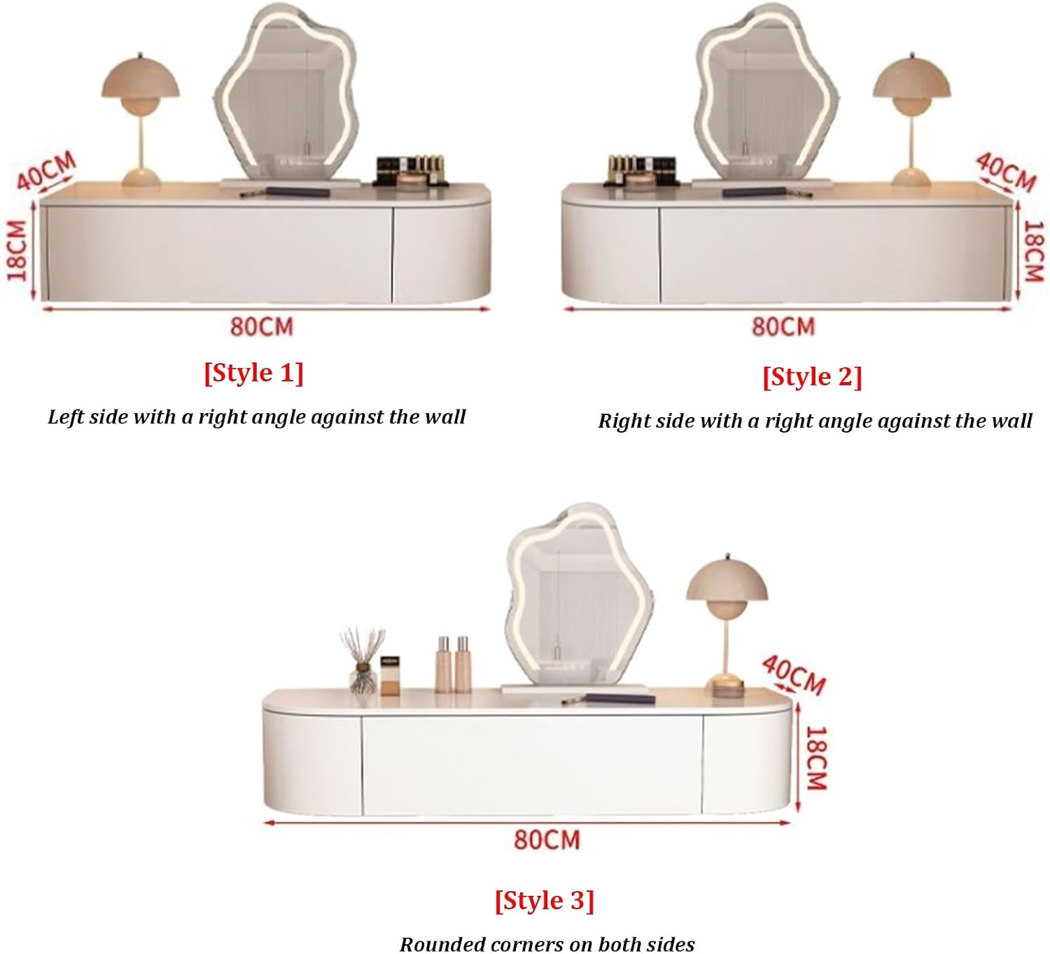 Floating Wall-Mounted Vanity Desk, White Corner Makeup Vanity with Storage, Fully Assembled Space-Saving Dressing Table for Bedroom, Versatile as Desk or Nightstand(Right-Mount)