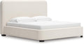 Signature Design by Ashley Whittgate Casual Stain Resistant King Upholstered Panel Bed, Solid Wood Blocking and Reinforced Side Rails for Added Strength, Foundation or Box Spring Needed, Beige