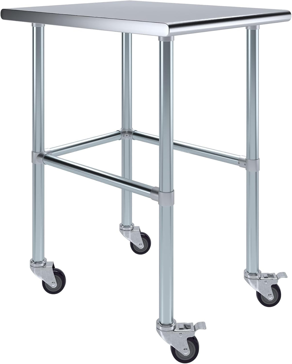 AmGood Stainless Steel AMG-WT-3024-RCB-WHEELS-MGL2Table Open Base + Casters, 24' Long x 30' Deep