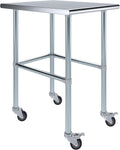 AmGood Stainless Steel AMG-WT-3024-RCB-WHEELS-MGL2Table Open Base + Casters, 24' Long x 30' Deep