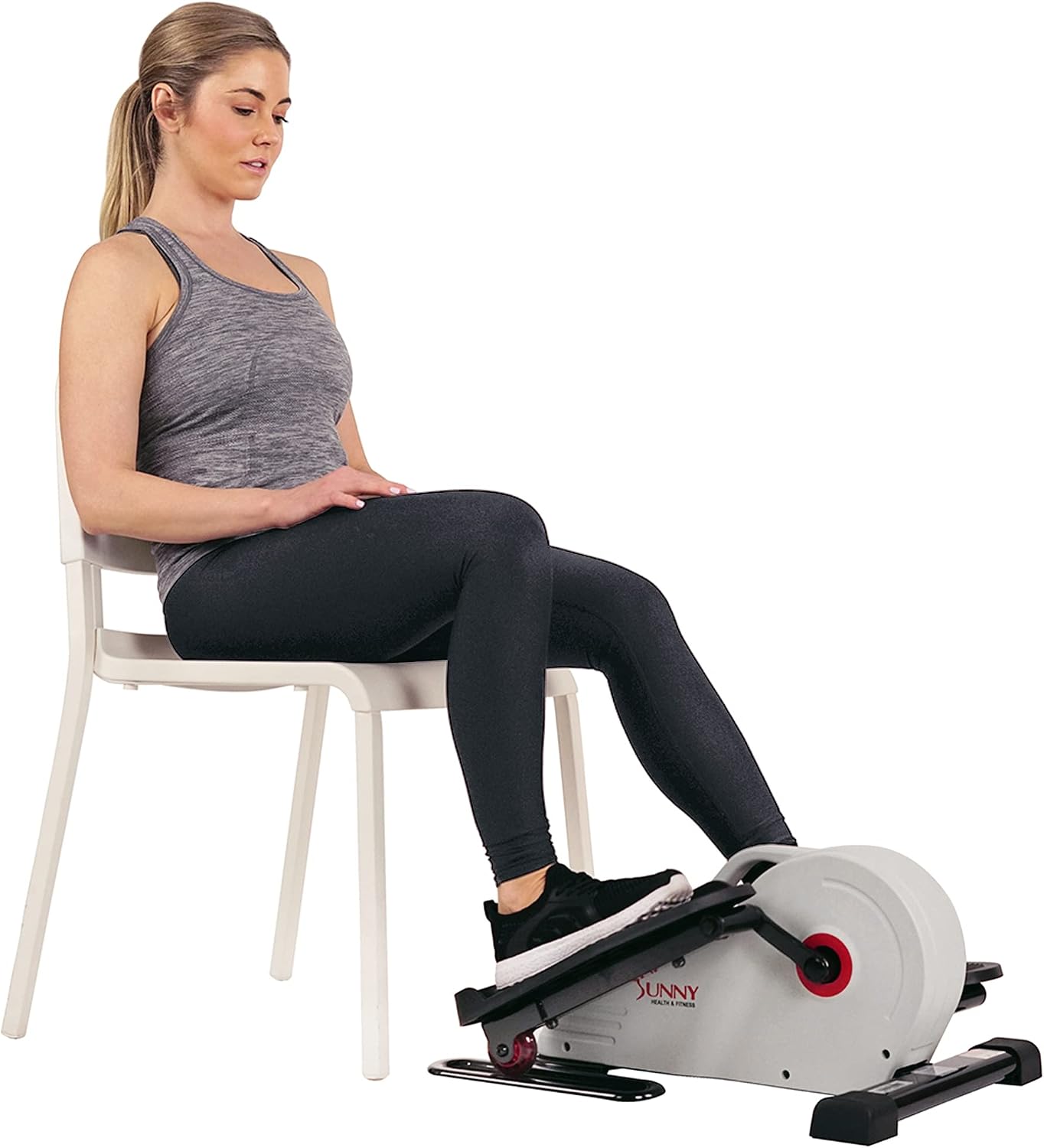 Sunny Health & Fitness Under Desk Pedal Elliptical Machine, Adjustable Resistance Leg Exerciser Office Home Workout While Sitting for Seniors