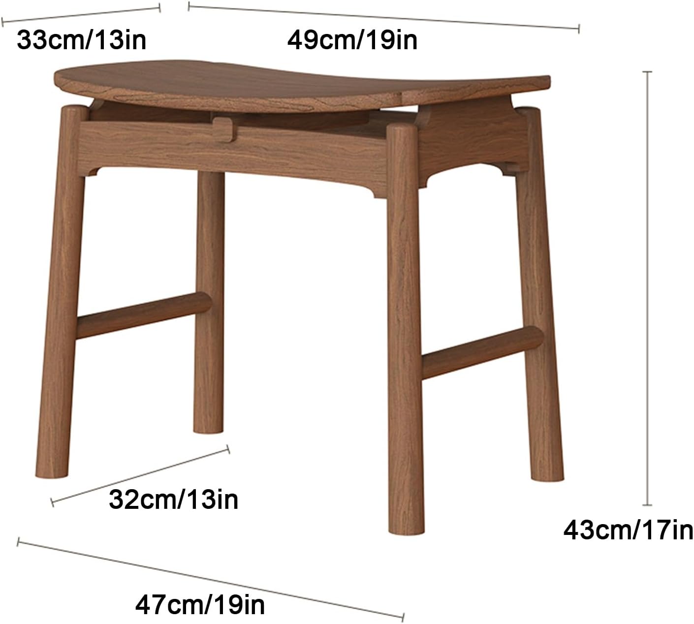 Solid Wood Vanity Chair, Bedroom Vanity Stool, Mortise and Tenon Structure, Rounded Corners, Widened Seat, Simple Shape, Multifunctional,Beige-One Size