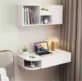 Vanity Set Dressing Table Floating Laptop Table with Supporting Bookshelf Wall Mounted Shelf with Drawers Space-Saving Corner Vanity Desk,Ideal for Home