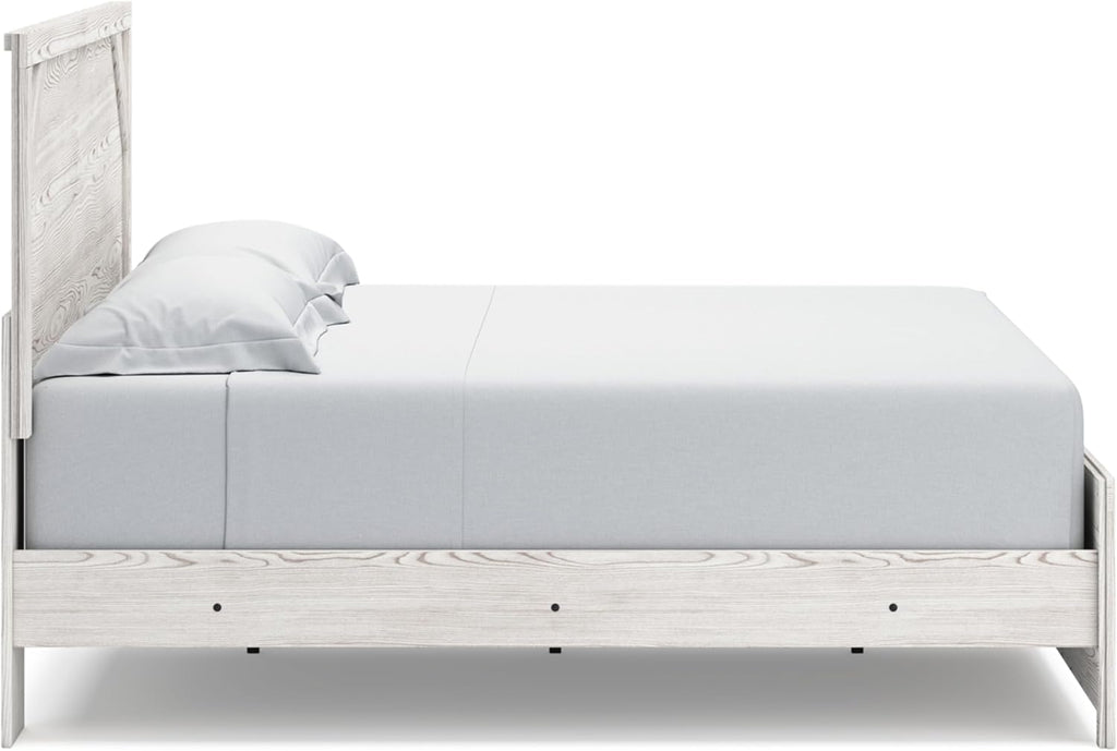 Signature Design by Ashley Gerridan Vintage King Panel Bed with Metal Slats, Foundation or Box Spring Needed, White