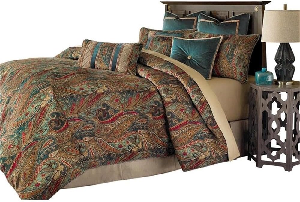 Michael Amini BCS-KS10-SEVILE-HNY 10 Piece Seville Comforter Set, King, Honey