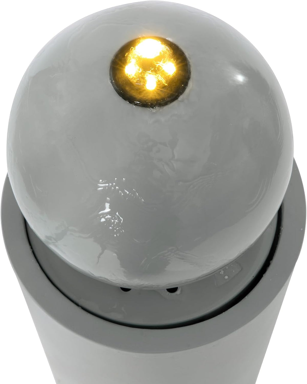 Merax 34.25' H Light Gray Metal Cutout Outdoor Water Fountain with LED Lights, Modern Freestanding Sphere-Top Water Feature for Patio Garden Backyard Decor