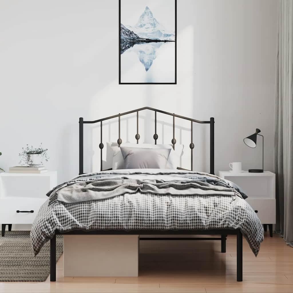 Black Steel Twin Bed Frame Rectangular Modern Design with Strong Metal Slats for Solid Support and Sleek Minimalist Vibe, 39.4 in x 78.7 in Dimensions, Powder-Coated Durable