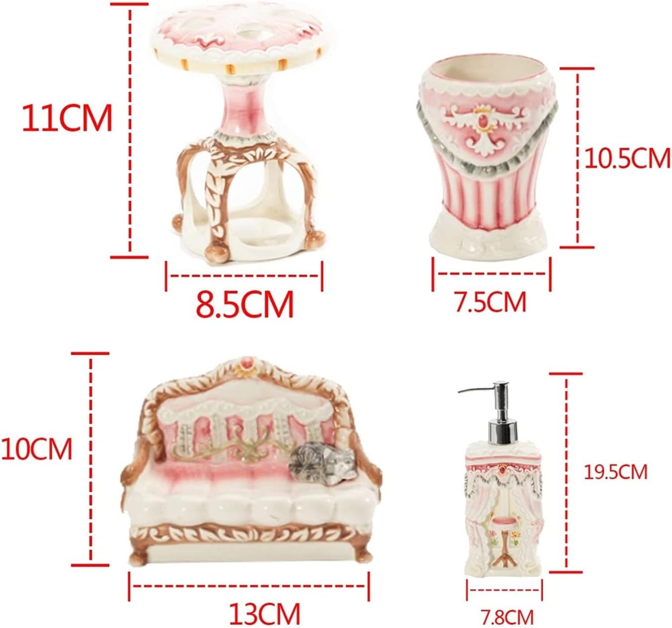 Vanity Bathroom Decor, Bathroom Accessory Set Ceramics 5 Pieces Pink Sweet Style Bathroom Kit for Wedding Housewarming Gift Housewarming Gift
