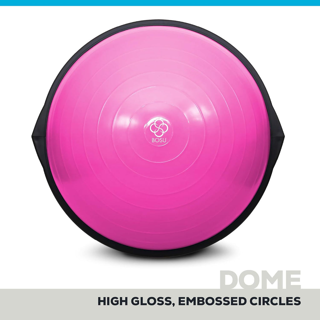 Bosu Balance Ball Exercise Trainer, Home Gym Equipment w/Guided Workouts & Pump, 26' Inflatable Fitness Platform for Strength Training, Standing, Balancing, and Core Workout