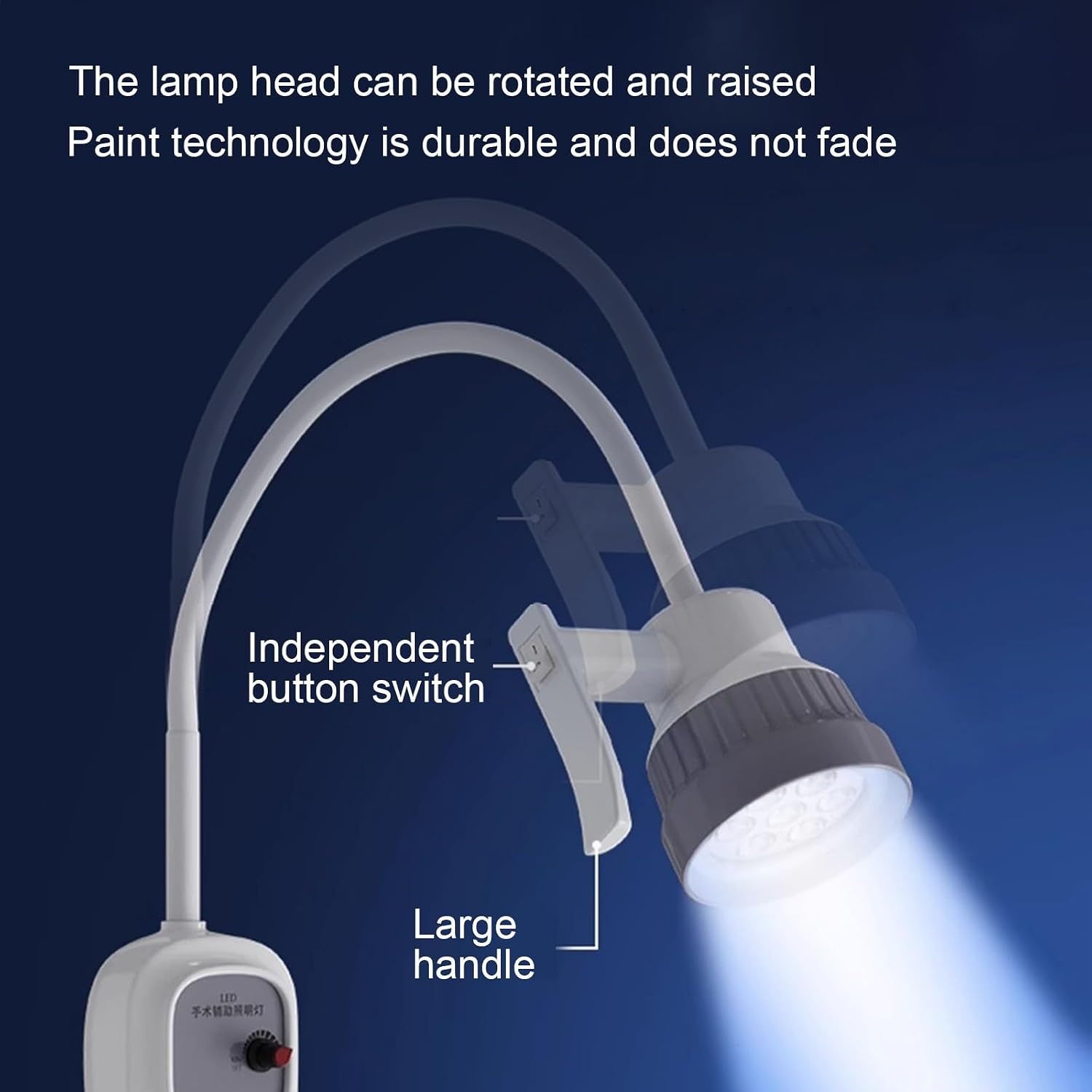 12W Medical Exam Lamp LED Surgical Light, 24V, Weighted Base, Mobile Exam Light with Flexible Gooseneck Lamp, Height-Adjustable, Dimmable, Floor Lamps with Wheels Rolling Base