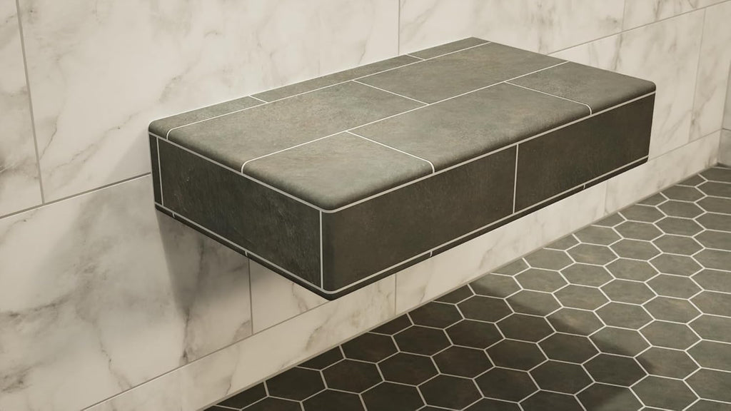 The Original Floating Shower Bench Kit with Wedi Building Boards & Original Shower Bench Bracket (12x24)-Great for New Constructions or Bathroom Renovations, Ready to Tile Shower Bench