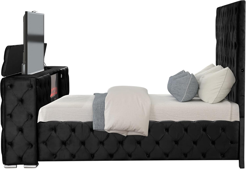 GOWE Encore Modern Style Tufted and Upholstered King 4PC Bedroom Set Made with Wood in Black(NJ Inventory)