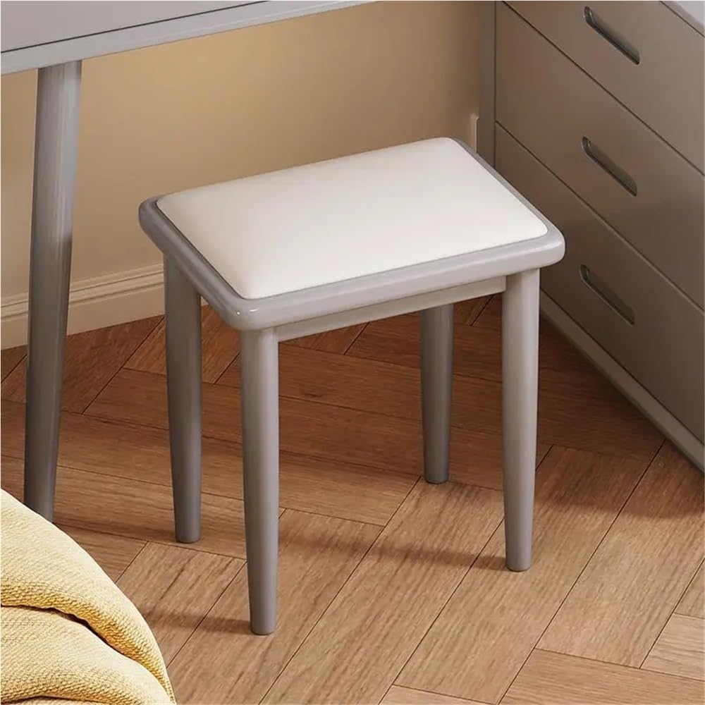 Vanity Stool with Wooden Base, Makeup Stool for Home, Modern and Minimalist Shoe Bench, Vanity Seat Use in Living Room, Bedroom and Entrance Hall(Gray)