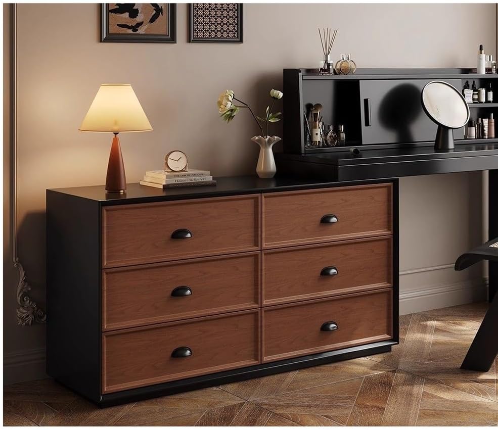 Makeup Table Vintage Solid Wood Vanity Dresser Set - Chic French Corner Makeup Table with Storage Cabinet Vanity Desk