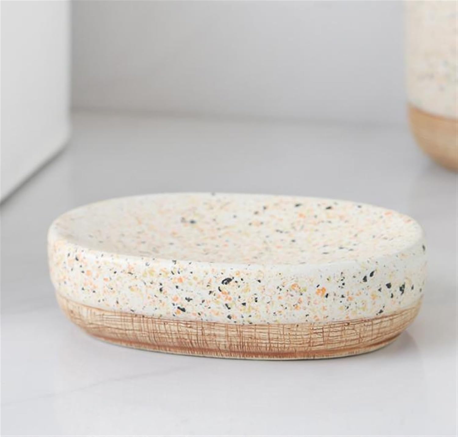 Vanity Bathroom Decor, European Ceramic Bathroom Accessories Set Decoration Cup Toothbrush Holder Tray Soap Box Housewarming Gift