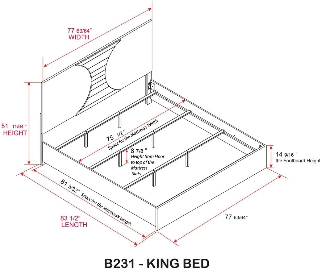 KB Designs - 4-Piece Bedroom Set, Dresser with Mirror, Chest and Nightstand, Modern White and Gold Furniture with LED Headboard and Contemporary Storage Features, King Size