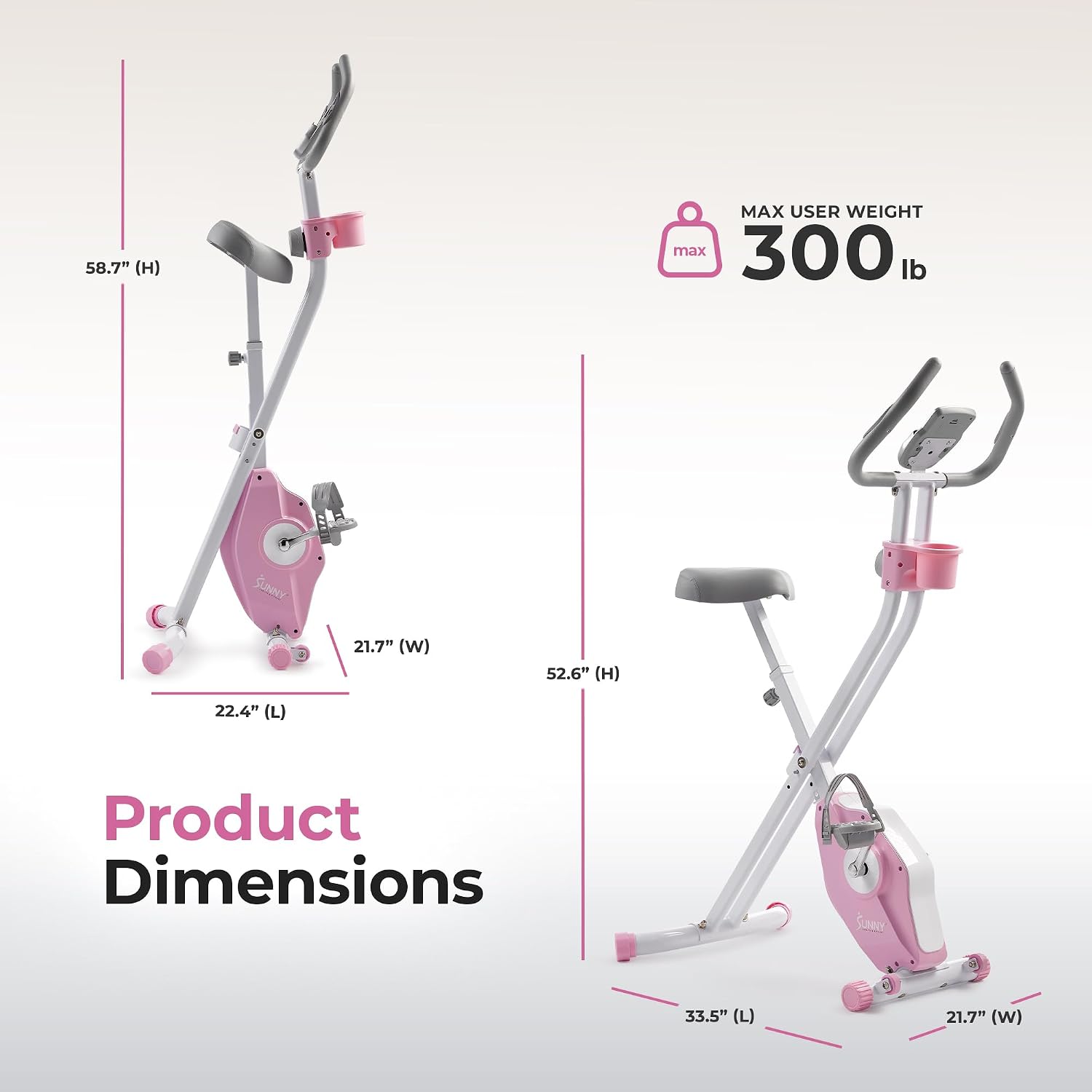 Sunny Health & Fitness Smart Folding X-Bike, Portable Compact Exercise Bike for Indoor Cycling Workout, Home Cardio Training Machine, Free SunnyFit App Bluetooth Connect