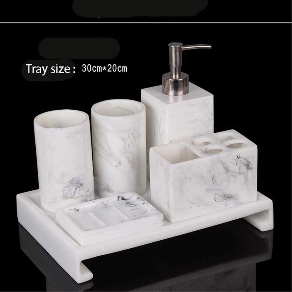 Vanity Bathroom Decor, Bathroom Accessory Set Modern Design Resin Minimalist Bathroom Amenities Kit for Decor Housewarming Gift Housewarming Gift(White,6-Piece Set)