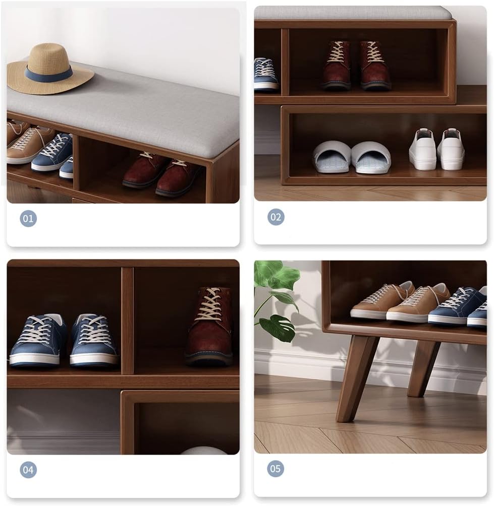 Double Layer Shoe Rack Bench – Creative Entryway Storage Stool for Living Room Porch Corner Corridor – Stylish Shoe Changing Bench for Shoes nization (B)