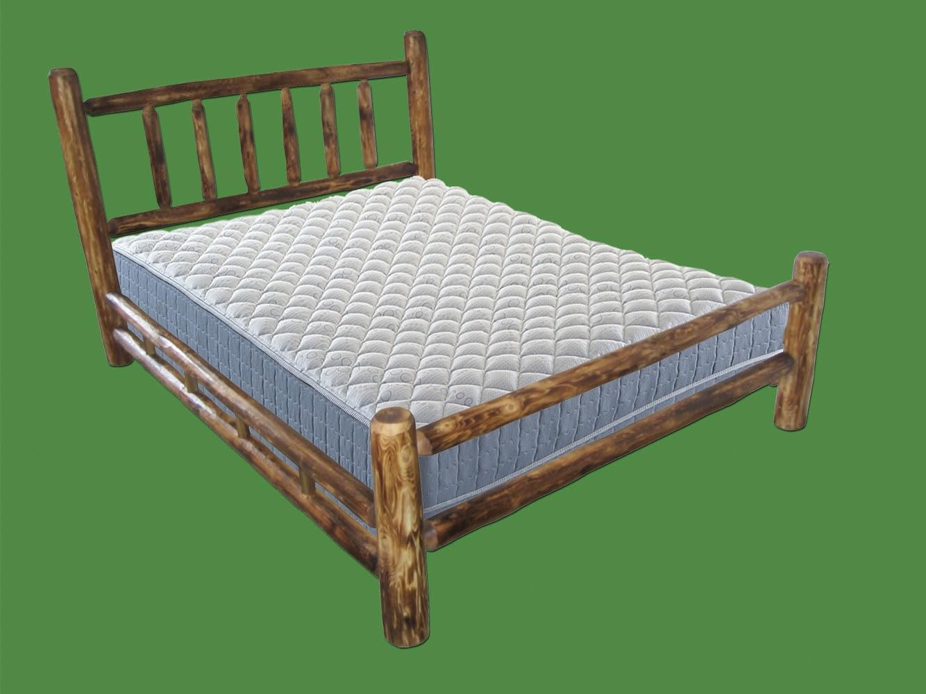 Log Bedroom Set - 5pc Torched Cedar/Amish Handcrafted / 100% Solid Wood/Dovetail/Double Log Side Rail Bed/King Size