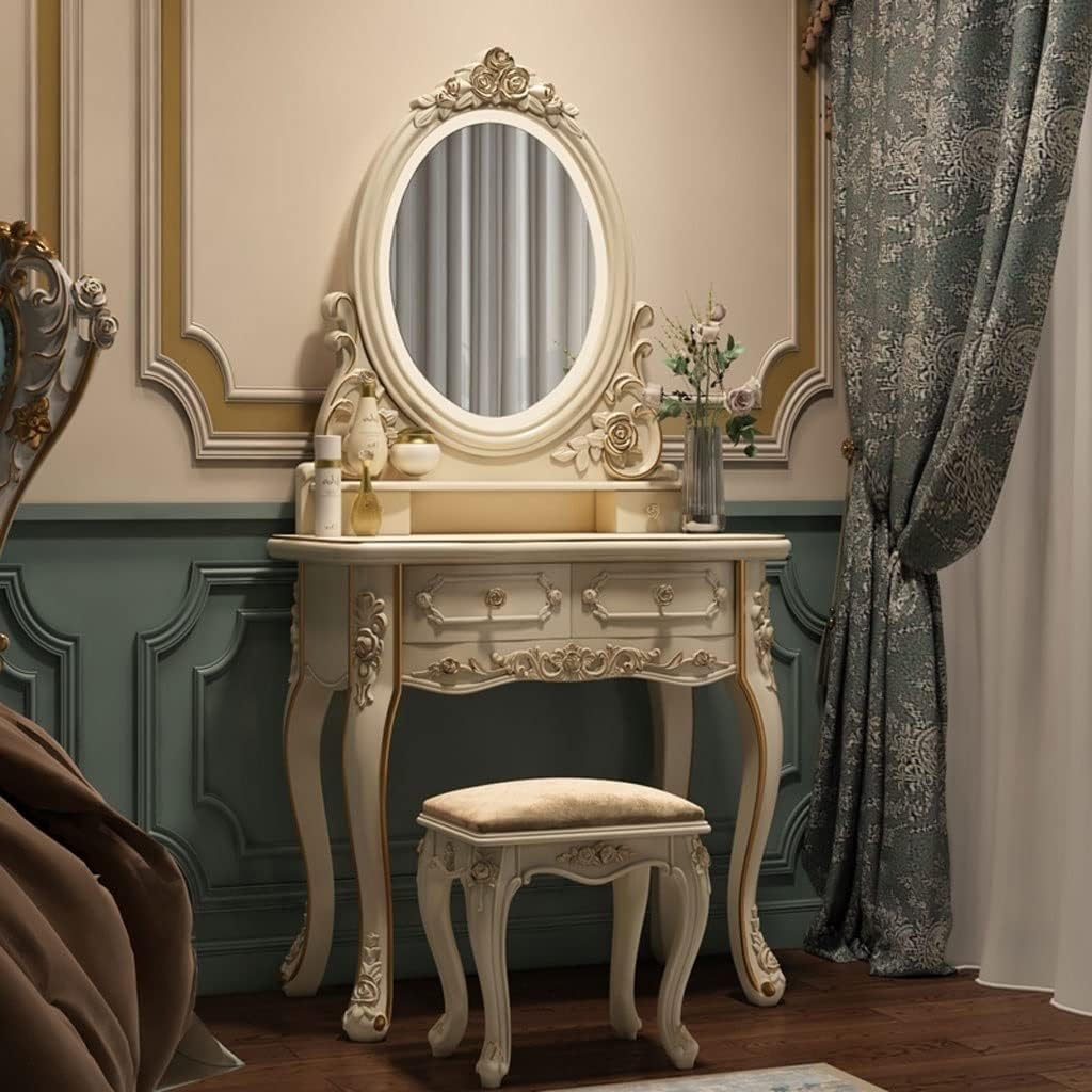 Vanity Benches Dresser Set with Lighted Mirror Bedroom Makeup Table Multifunctional Fashion Dresser Ladies Vanity Table (Color : A)
