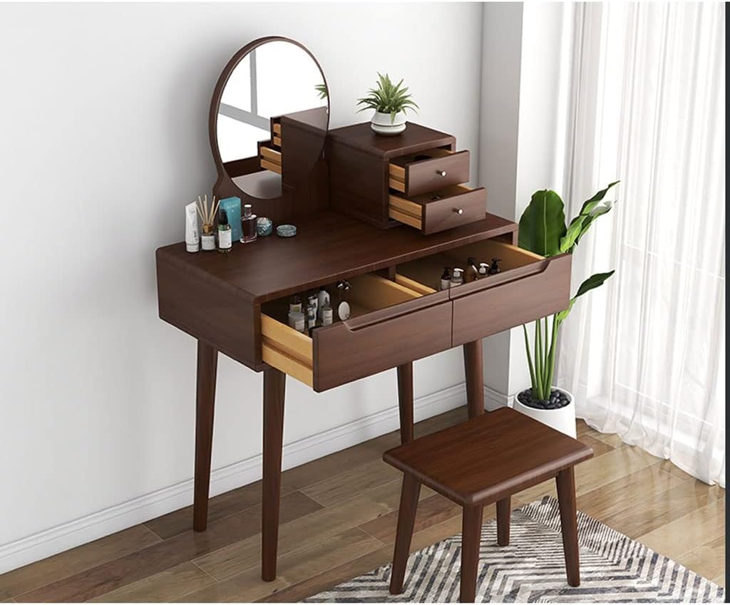 Vanity Benches Dressing Table with Lamp and Mirror Integrated Modern Minimalist Dressing Table Small Apartment Bedroom Makeup Table (Color : A)