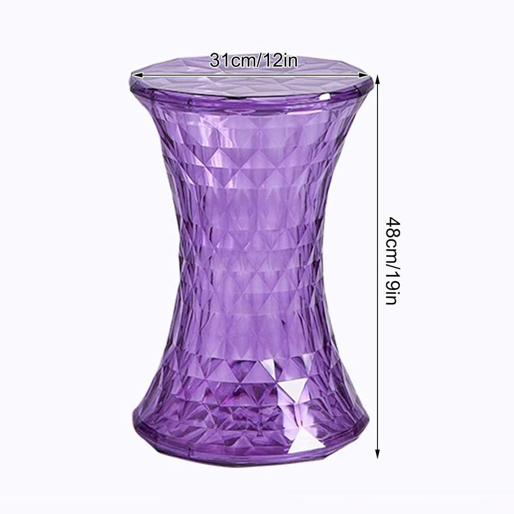 Acrylic Transparent Drum Table, Diamond Shaped Modern Vanity Stool/Side Table, Rounded and Soft Corners, Stable Support for Chair Feet, for Indoor and Outdoor Use(Yellow)