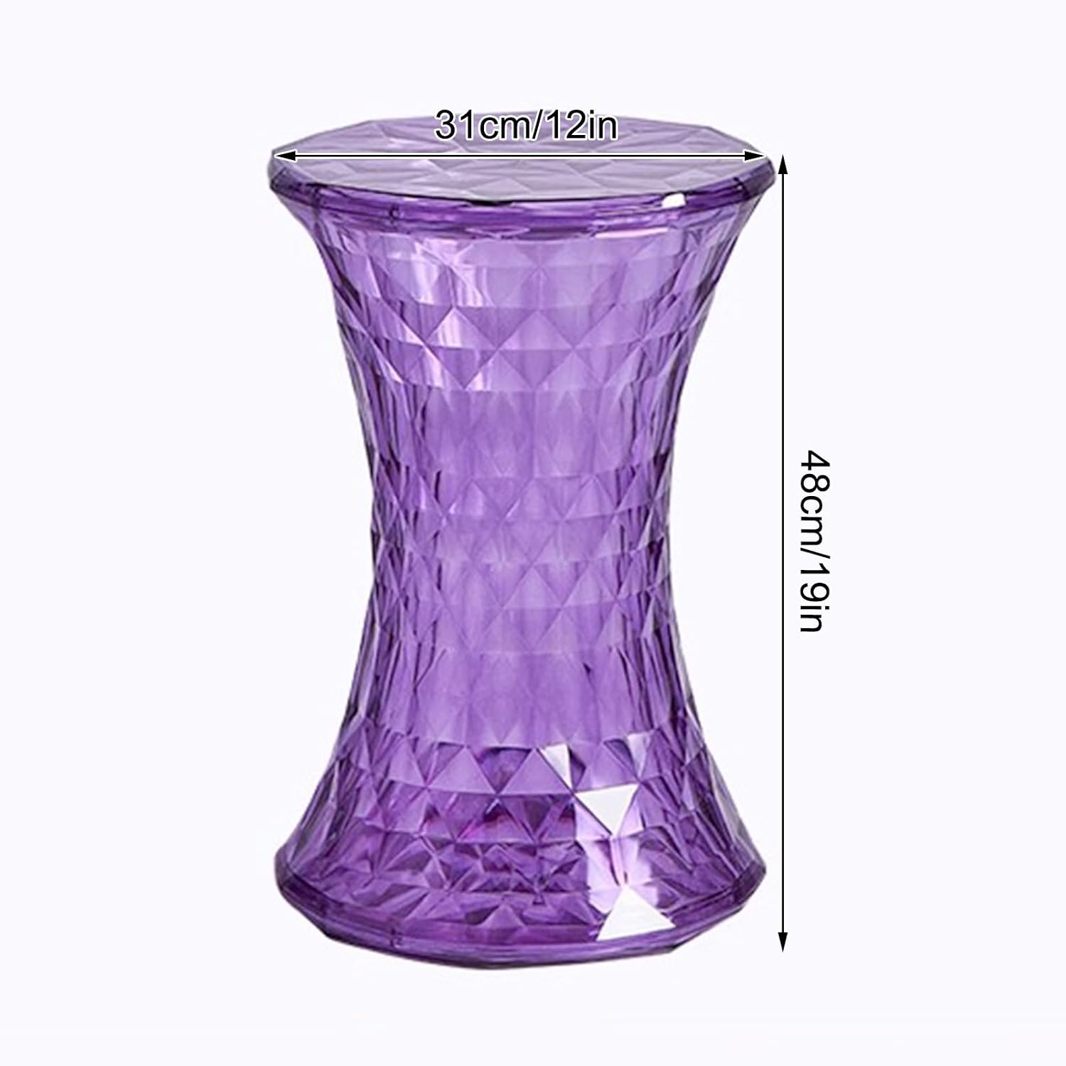 Acrylic Transparent Drum Table, Diamond Shaped Modern Vanity Stool/Side Table, Rounded and Soft Corners, Stable Support for Chair Feet, for Indoor and Outdoor Use(Yellow)