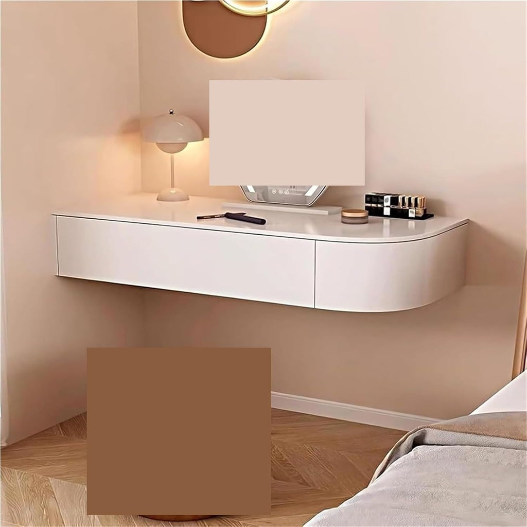 Floating Vanity Makeup Table with Drawer Wall-Mounted Dressing Table Corner Desk Small Suspended Vanity Desk,Ideal for Home