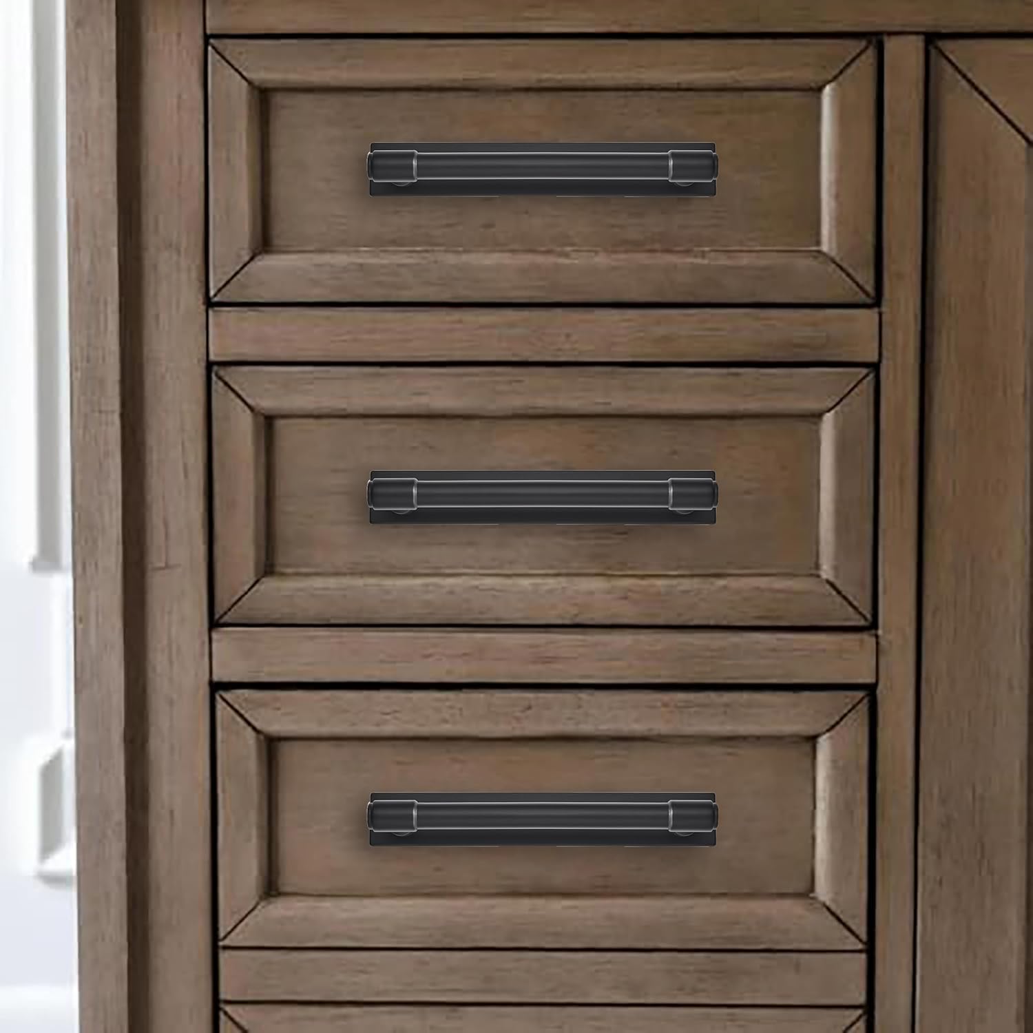 khtumeware 5 Pack 12 Inch(305 mm) Center to Center Black Cabinet Pull Backplate with Base Plate Zinc Solid Matte Black Kitchen Cabinet Handles Drawer Pulls Cabinet Hardware