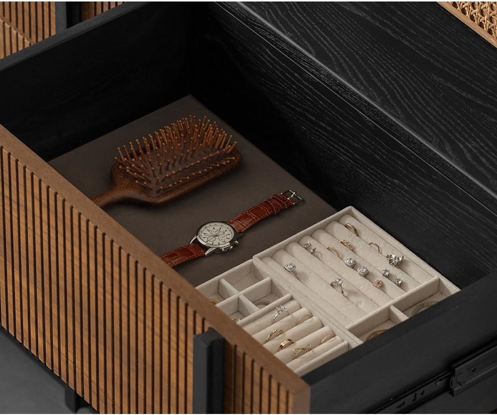 Compact Vanity Vintage Solid Wood Vanity Dresser Set - Chic French Corner Makeup Table with Storage Cabinet Space Saving