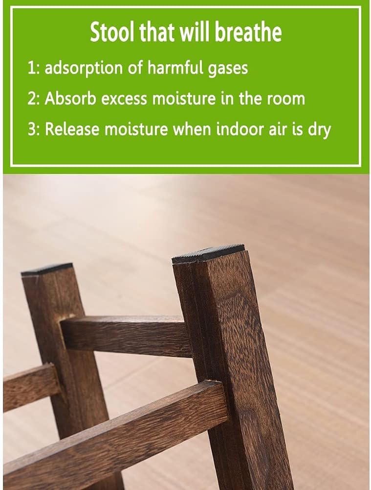 Foot Stool Change Shoe Bench Rounded Corner Design Adult Household Bedroom Living Room Solid Wood Stool Non-Slip Mat Bearing Weight 150kg Dressing Table Stoo