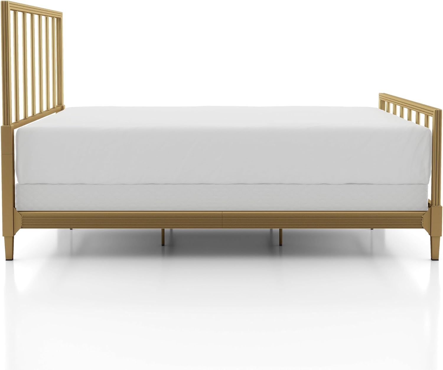 Furniture of America Blair Modern Metal Full Size Bed Frame with Subtle Reeded Lines, Sturdy Bedframe for Bedroom, Guest Room, Box Spring Required, Gold