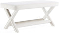 Manhattan Comfort Abigail Double Ottoman Bench Upholstered in Velvet Fabric, Luxurious Accent Vanity Stool with Stylish X-Crossed Legs, Solid Wood Frame, Plush Piped Cushion, Fully Assembled, Cream