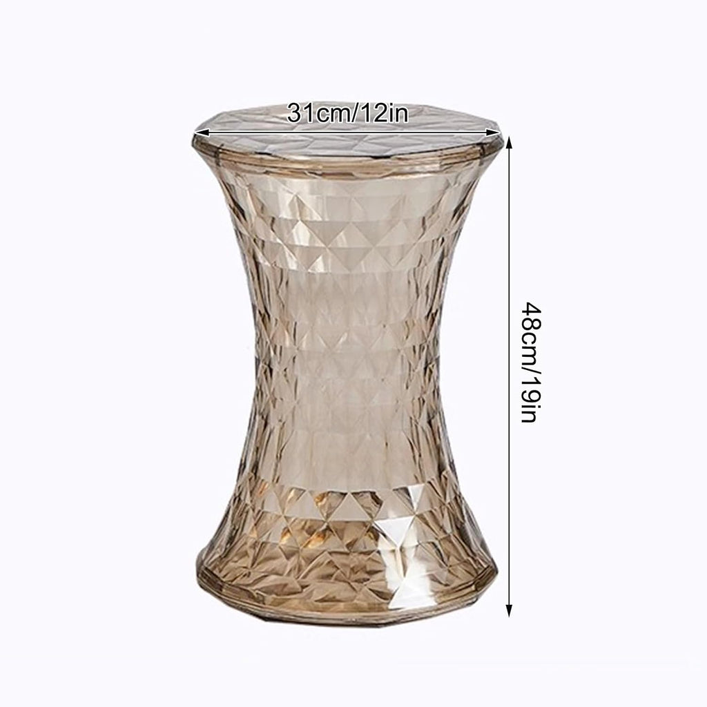 Acrylic Transparent Drum Table, Diamond Shaped Modern Vanity Stool/Side Table, Rounded and Soft Corners, Stable Support for Chair Feet, for Indoor and Outdoor Use(Brown)