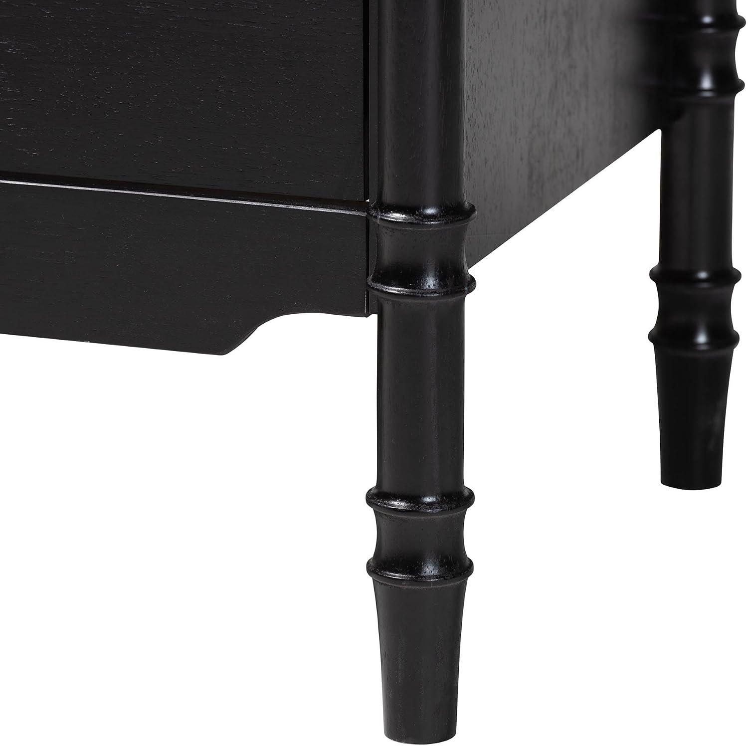 Baxton Studio Marisela 4 Piece Black Bedroom Set Rattan Headboard King