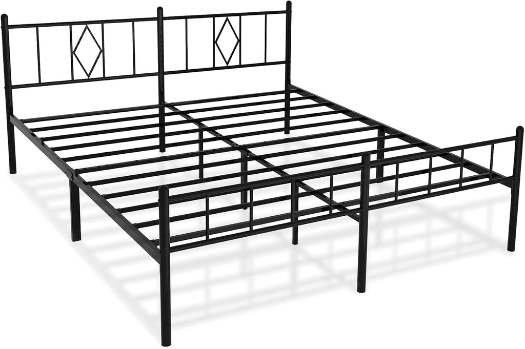 14 Inch Full Size Bed Frames with Headboard/Footboard，Metal Slats Support No Box Spring Needed Easy to Assemble/Under Bed Storage Space/Full Size Black