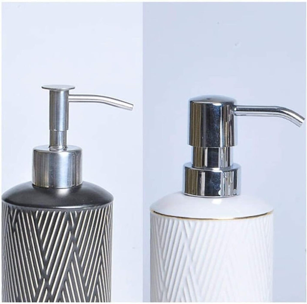 Vanity Bathroom Decor, 6pcs Bathroom Accessories Set Geometric Design Ceramic Bathroom Accessory Set with Soap Dispenser Housewarming Gift(Black)