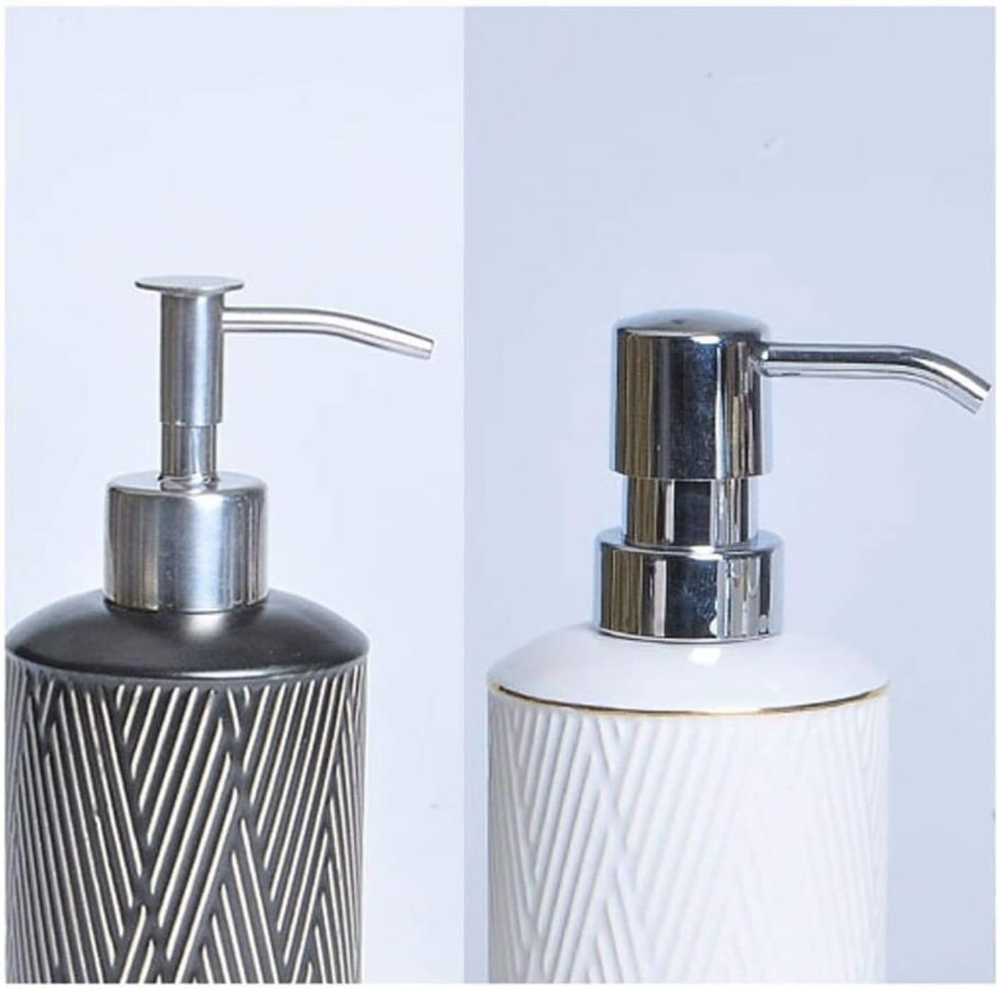 Vanity Bathroom Decor, 6pcs Bathroom Accessories Set Geometric Design Ceramic Bathroom Accessory Set with Soap Dispenser Housewarming Gift(Black)
