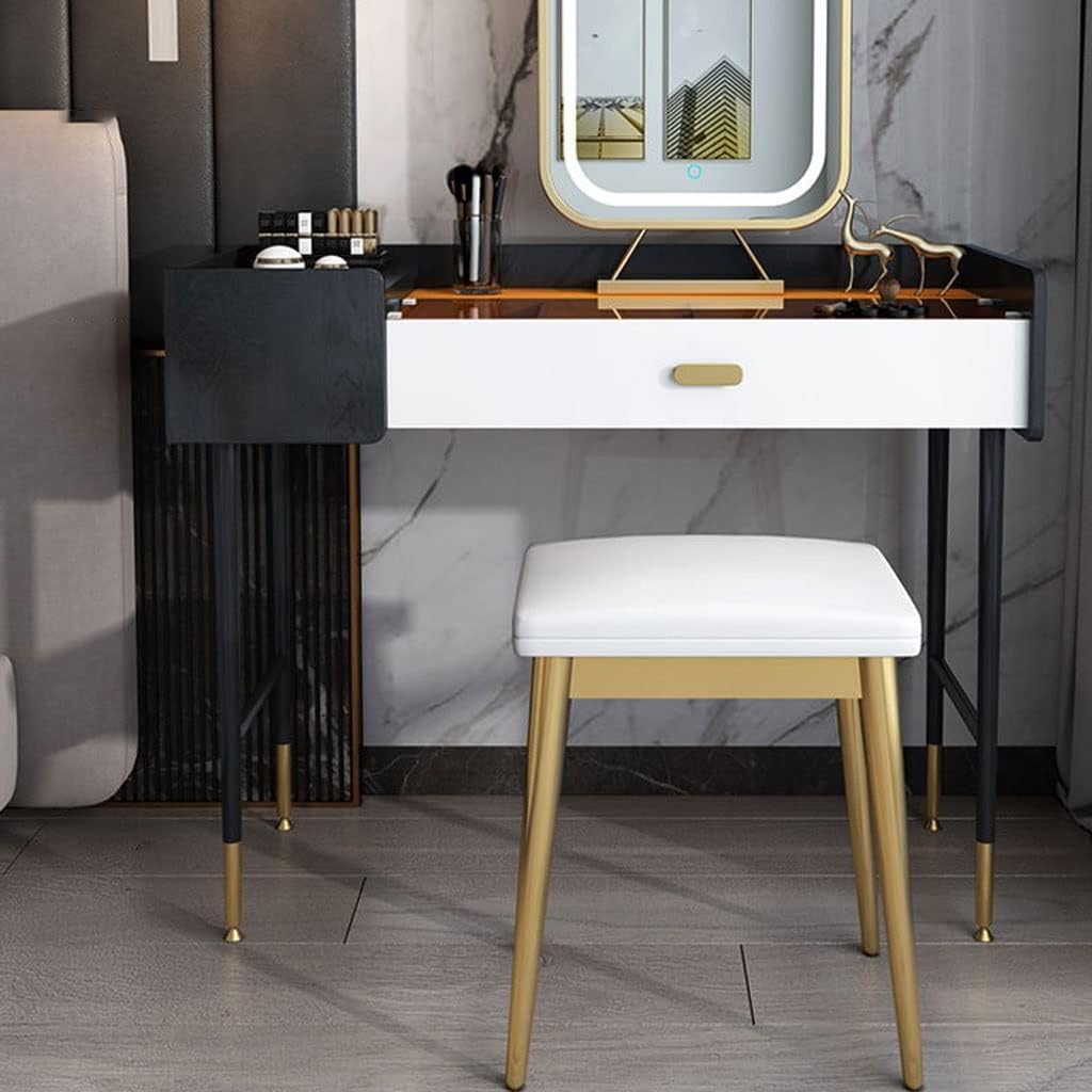 Vanity Benches Vanity Desk Set Modern Ladies Dresser Bedroom Small Dresser with LED Mirror, Side Cabinet, Dressing Stool (Color : A)