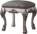Acme Dresden Faux Leather Upholstered Vanity Stool in Vintage Bone White