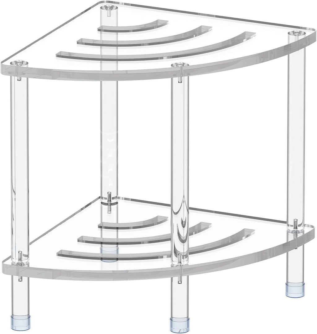 Sumerflos Acrylic Corner Shower Stool, Clear Shower Bench for Shaving Legs Seating Waterproof Heavy Duty Assemble Modern (Clear, 15.75' D x 15.75' W x 18.11' H)