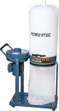 POWERTEC 1 HP Dust Collector with 1 Micron Dust Collector Bags and Mobile Base, Dust Collectors with 800 CFM for Woodworking Dust Collection System (DC1081)
