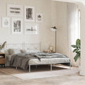 King Size Bed Frame with Headboard, White Powder-Coated Steel Modern Platform Bed Frame, Sturdy Metal for Mattress, Minimalist Design, Easy Assembly