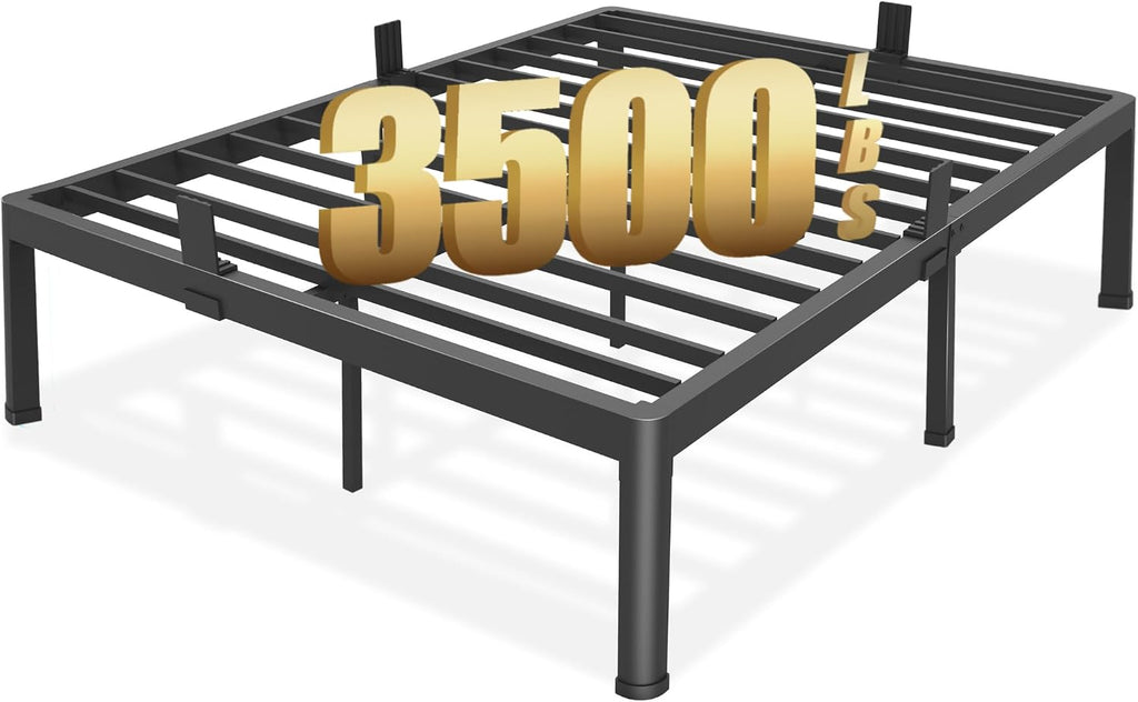 FUIOBYVV Full Size Metal Platform Bed Frame, 18 Inch High with 3500 lbs Heavy Duty Support, Non-Slip & Noise Free Steel Slats, No Box Spring Needed, Easy Assembly